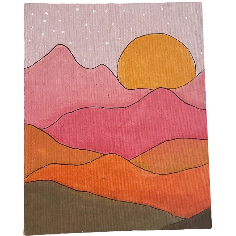 Mountain sunset painting